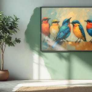 Vibrant Bird Canvas Art, Colorful Wall Decor, Nature Lover Gift, Wildlife Home Decor, Birdwatcher Art