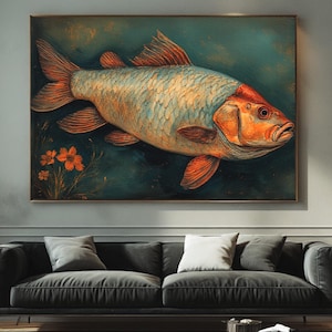 Vibrant Fish Design Canvas Print: Nature Wall Art for Fishing Lovers