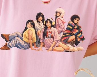 Anime Girl Group Comfort Colors Tee – ILLIT Gen Z Streetwear