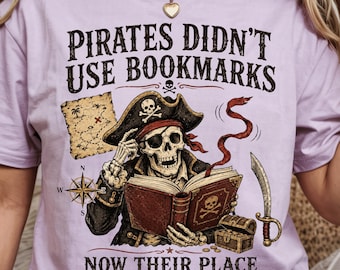 Pirate Book Lover Shirt, Funny Pirate Reading Tee, Bookworm Pirate Graphic Halloween Apparel
