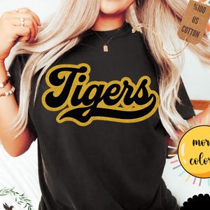 Vintage Tigers Script Graphic Tee, Comfort Colors 100% US Cotton Shirt