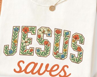 Comfort Colors Jesus Shirt – Floral Faith Graphic Christian Tee 1717