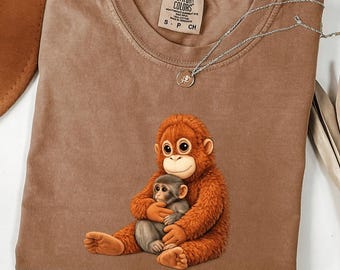 Baby Punch Monkey Comfort Colors Shirt - Emotional Support Plush Illustration Tee