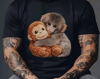 Punch Monkey Shirt, Baby Monkey Graphic Tee, Animal Lover Apparel