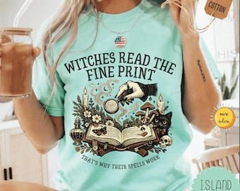 Witch Book Lover Shirt, Cozy Witch Reading Tee, Bookish Halloween Graphic Apparel