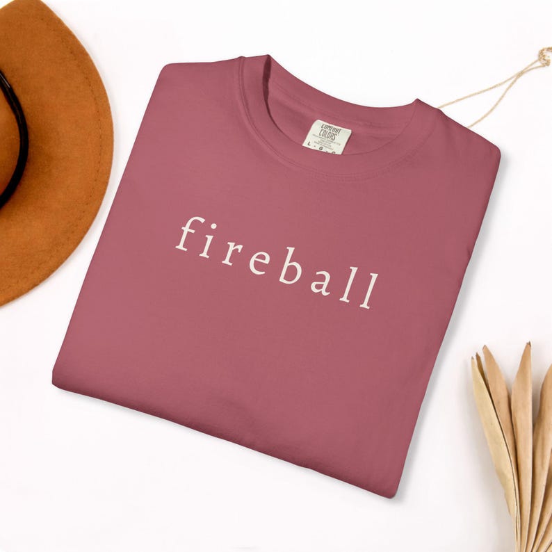 Fireball Shirt Spicy Girl Energy Tee, Minimal Aesthetic Text Graphic Top image 4