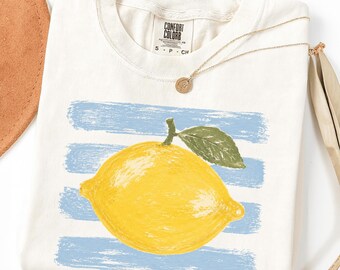 Italian Summer Lemon Shirt, Amalfi Coast Graphic Tee, Mediterranean Coastal Aesthetic Apparel