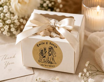 Personalized Wedding Favor Labels | Skeleton Couple Stickers | Day of the Dead Wedding | Halloween Reception Decorations