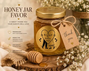 Personalized Honey Jar Labels | Wedding Favor Stickers | Jam Jar Labels | Homemade Favor Labels | Rustic Wedding Decorations