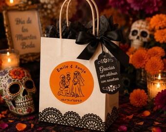 Alternative Wedding Stickers | Personalized Skeleton Couple | Halloween Wedding Favors | Gothic Bride Labels | Custom Wedding Stickers