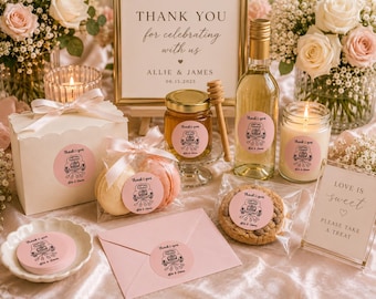 Wedding Thank You Stickers | Personalized Wedding Favor Labels | Honey Jar Stickers | Cookie Bag Seals | Custom Wedding Decor