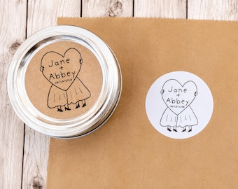 Personalized Two Brides Wedding Favor Stickers | Custom Names , Personalized Wedding Seals | Lesbian Wedding Stickers | Custom Favor Labels