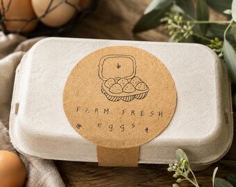 Farm Fresh Egg Carton Labels | Personalized Chicken Egg Stickers | Kraft Farm Labels | Homestead Egg Carton Stickers | Custom Farm Name