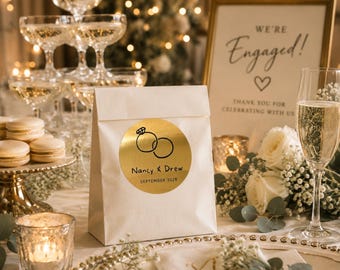 Wedding Favor Sticker Set | Personalized Envelope Seals | Custom Couple Name Labels | Bridal Shower Decor | Engagement Stickers