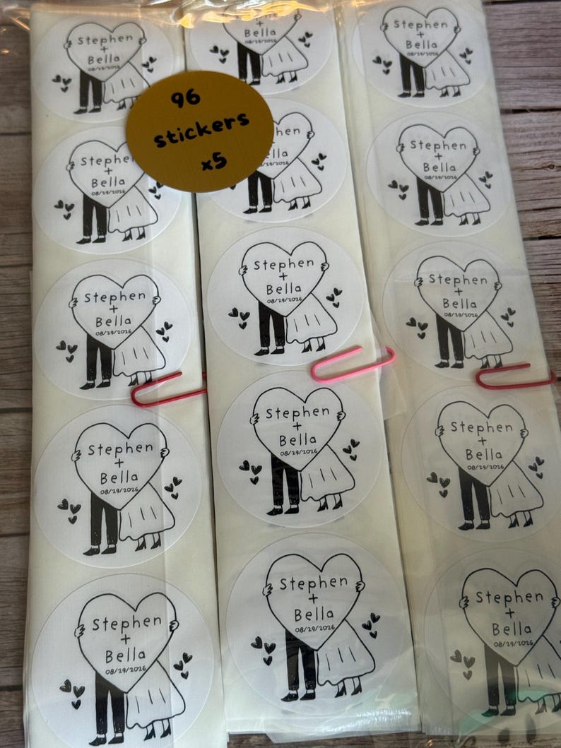 Wedding Envelope Stickers | Personalized Bride & Groom Labels | Custom Couple Stickers | Romantic Wedding Stationery image 2