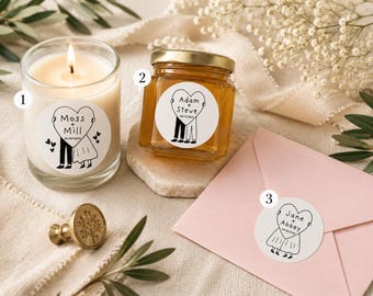 Wedding Favor Stickers Personalized | Custom Wedding Labels | Envelope Seals | Honey Jar Labels | Welcome Bag Stickers |