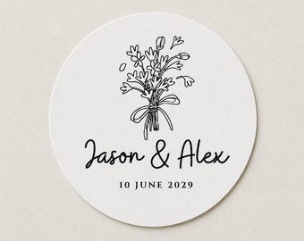 Custom Wedding Thank You Stickers, Personalized Favor Labels, Bridal Shower Stickers, Wedding Candy Bag Seals, Guest Gifts