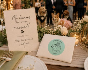 Wedding Favor Stickers with Dog | Personalized Corgi Labels | Custom Wedding Envelope Seals | Dog Mom Wedding Favor