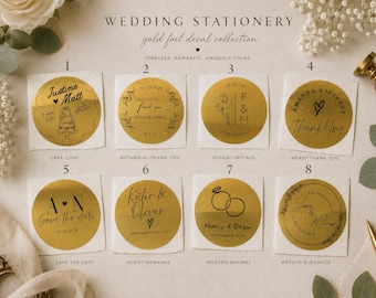 Personalized Wedding Thank You Stickers | Bridal Shower Favor Labels | Custom Envelope Seals | Engagement Party Decorations