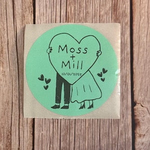 Wedding Envelope Stickers | Personalized Bride & Groom Labels | Custom Couple Stickers | Romantic Wedding Stationery Light Green