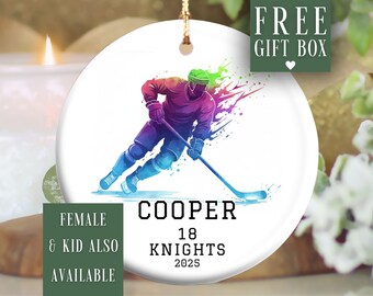 Personalized Ice Hockey Christmas Ornament 2026, Custom Girl Ice Hockey Ornament, Kids Ice Hockey Ornament, Ice Hockey Ornament for Boy