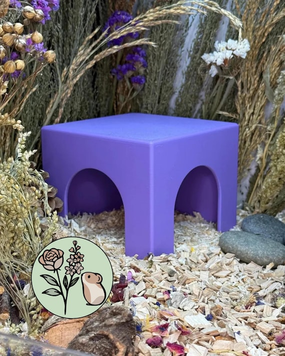 Two opening square hide - Dual entrances for small pets - Spacious interior for nesting - Pet-safe plastic hide
