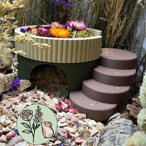 Enchanted Garden Hamster Hide | Hamster Hideout | 2 Level Hide | Hamster Cage Accessories | Small Pet Hide | Mouse Hide