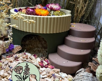 Enchanted Garden Hamster Hide | Hamster Hideout | 2 Level Hide | Hamster Cage Accessories | Small Pet Hide | Mouse Hide