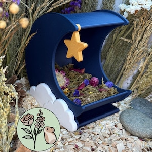 Recipiente para escondite y sustrato Moon Hide, escondite para hámster, accesorio para hámster, accesorio para ratón, escondite para mascotas pequeñas
