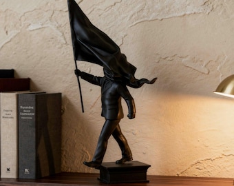 Banksy Statue Flagge Mann Skulptur, geblendet durch Flagge Banksy Kunst Replik, Pop Art Banksy Skulpturen Street Art Anti Etablierter Dekor