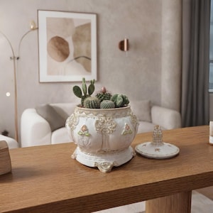 Barock Blumentopf | Dopamin Dekor Bücherregal Dekor | Funky Home Decor Trinket Box Bonsaischale Dark Academia Kundengeschenk