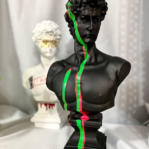 Handmade Black David Bust – Pop Art Sculpture – Modern Home Decor