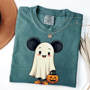 Camiseta de fantasma de Mickey y Minnie de Disney, camiseta de colores cómodos, camiseta de Halloween de Mickey, camiseta de Halloween de Minnie, camiseta de Halloween de Disney,