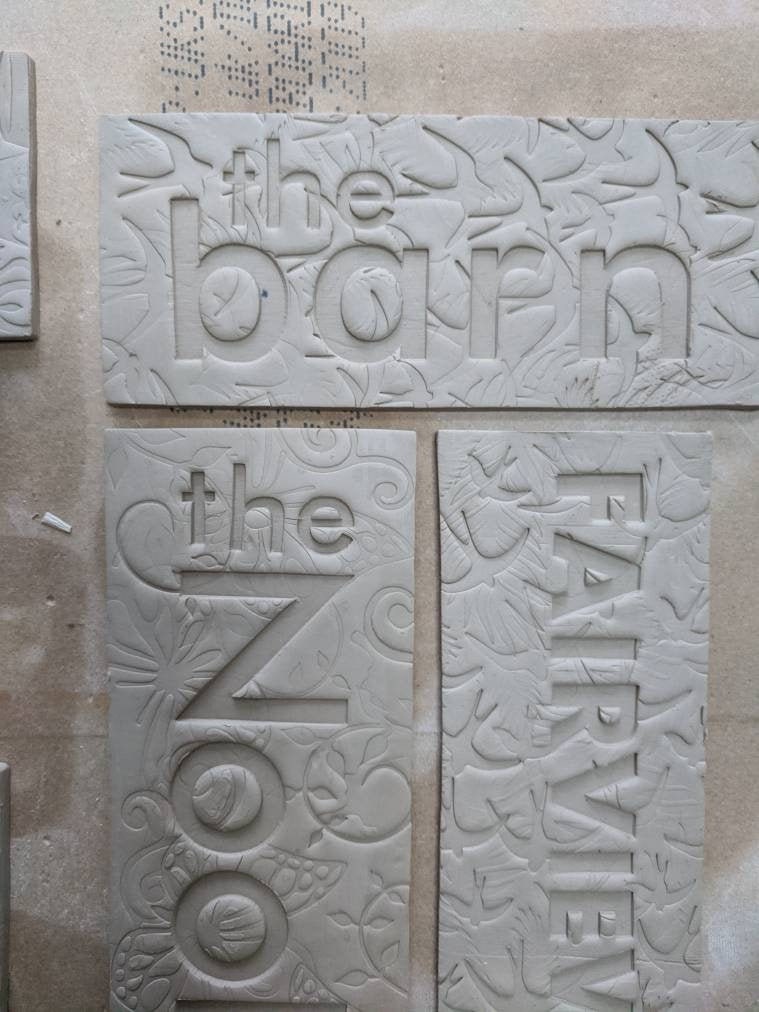 CUSTOM medium decorative ceramic name plaque Etsy