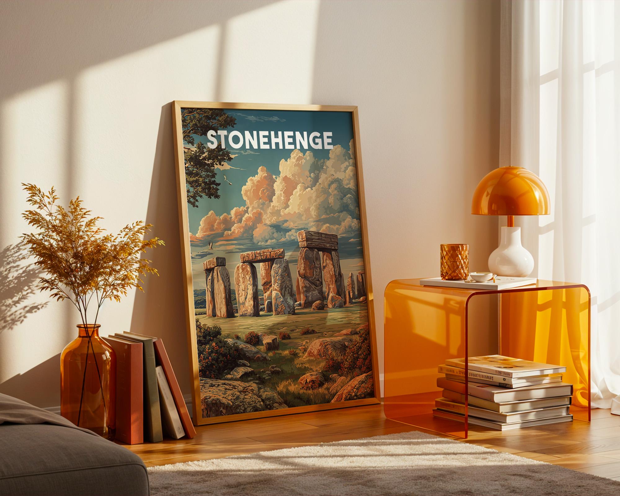ヴィンテージ ストーンヘンジ トラベルポスタープリント | イギリスの