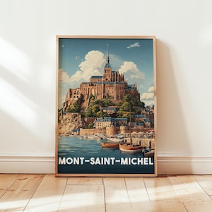 Mont-Saint-Michel France Vintage Travel Poster Print | Retro Wall Art | Normandy Coastal Decor | French Heritage Home Design