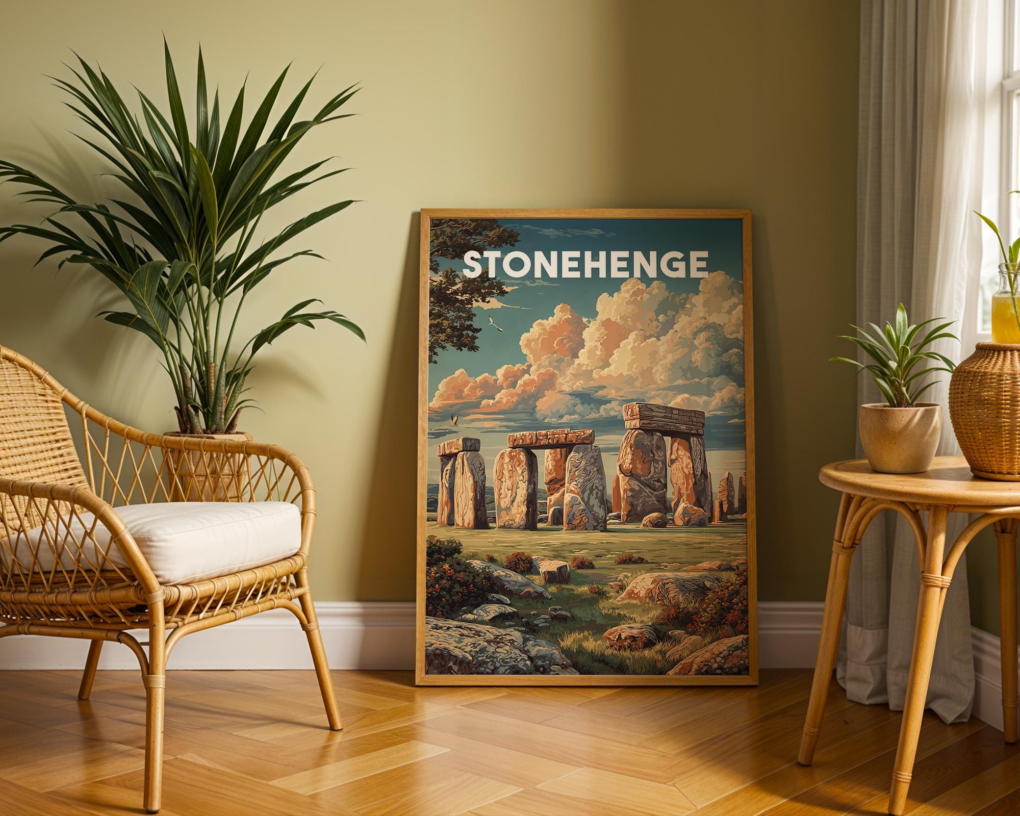 ヴィンテージ ストーンヘンジ トラベルポスタープリント | イギリスの