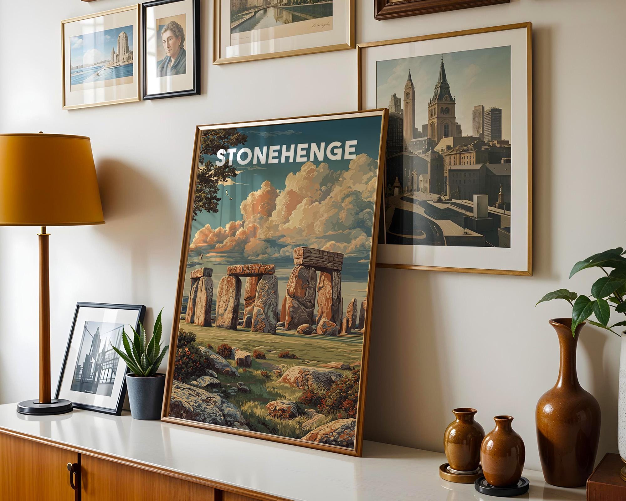 ヴィンテージ ストーンヘンジ トラベルポスタープリント | イギリスの