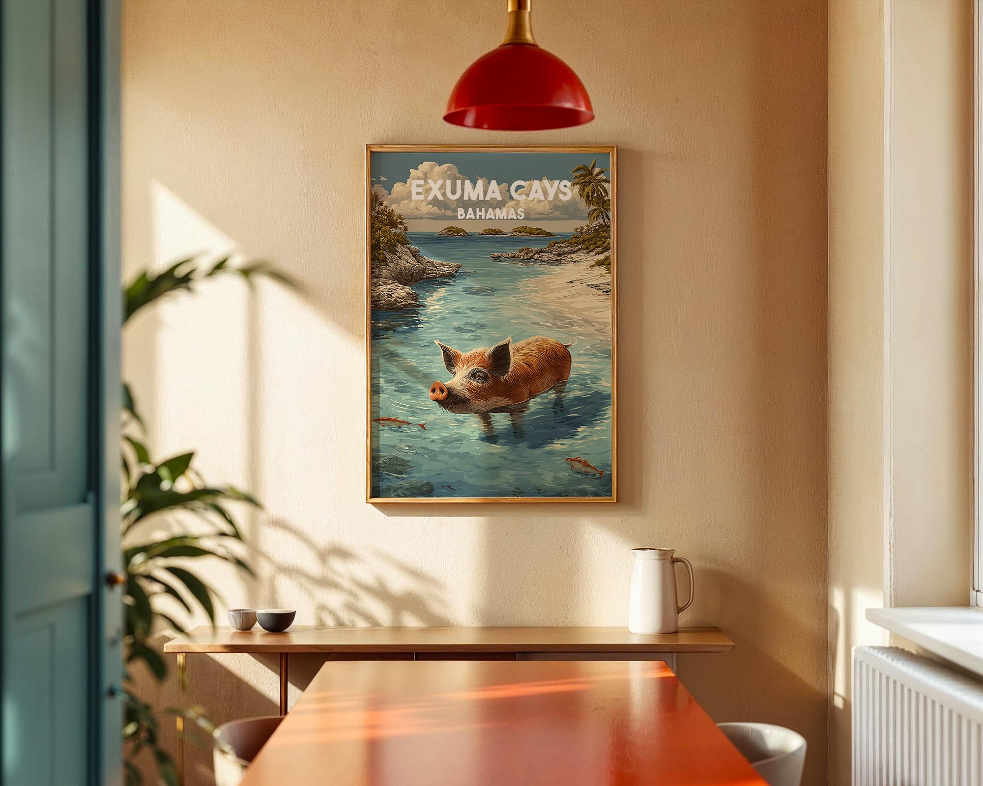 Exuma Poster Exuma Cays Bahamas Poster | Tropical Island Travel Print | Caribbean ...
