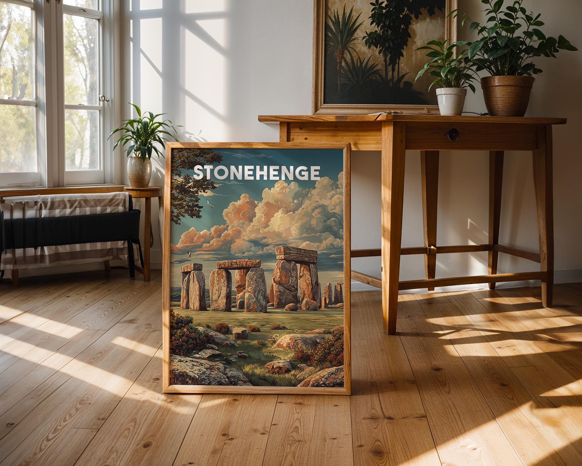 ヴィンテージ ストーンヘンジ トラベルポスタープリント | イギリスの