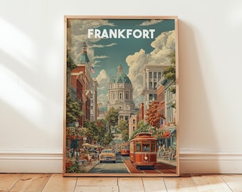 Frankfort Kentucky Poster | United States Capital Travel Print | Vintage Southern Wall Art | KY City Decor | Bluegrass State Gift