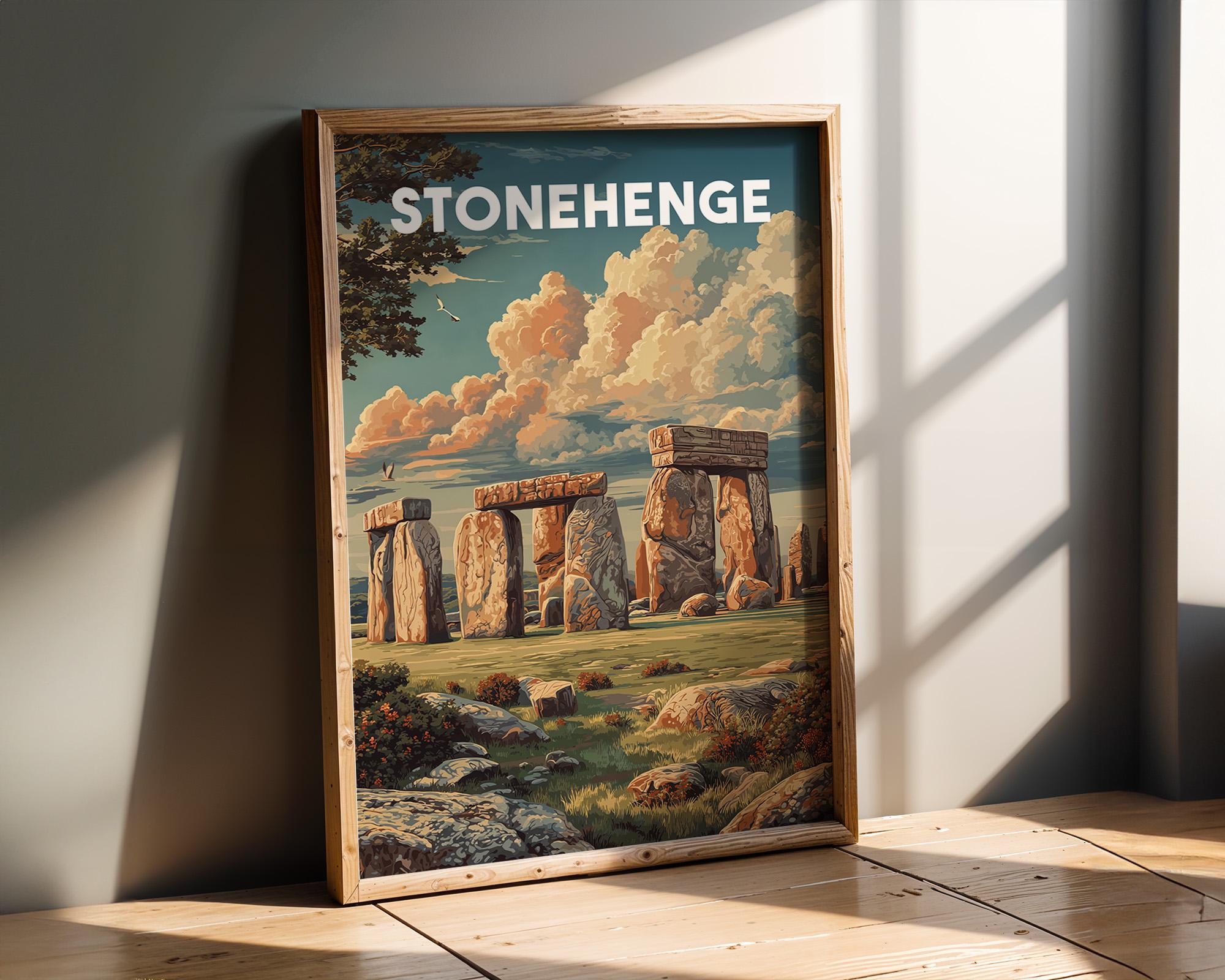 ヴィンテージ ストーンヘンジ トラベルポスタープリント | イギリスの
