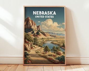 Nebraska Travel Poster | Nebraska Wall Art Print | Vintage Nebraska Poster | Midwest Wall Decor | Cornhusker State Art | USA