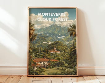 Monteverde Costa Rica Poster | Cloud Forest Wall Art | Nature Travel Print | Tropical Green Decor | Costa Rica Wall Art Print