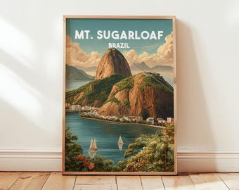 Sugarloaf Mountain Poster | Rio de Janeiro Art Print | Brazil Landscape Decor | Vintage Travel Artwork | Scenic Wall Art | Gift Travelers
