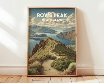 Roy's Peak Summit Poster | Lake Wanaka Alpine Mountain View Wall Art | New Zealand Scenic Landscape Print