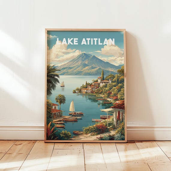 Lake Atitlán Wall Art | Guatemala Travel Poster | Landscape Print | Central America Decor | Nature Photography Wall Art