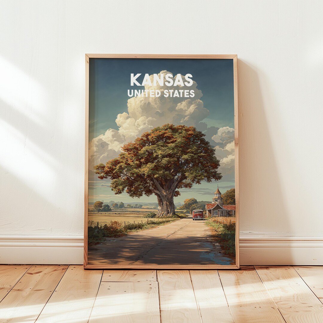 Kansas Travel Poster | Kansas Wall Art Print | Vintage Kansas Poster ...
