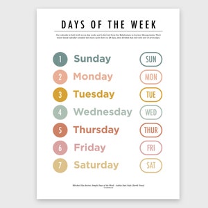 Simple Day Of The Week Poster Digital And Printable Monday To Sunday Posters Educational Chart For Nursery Classroom Decoration image 4