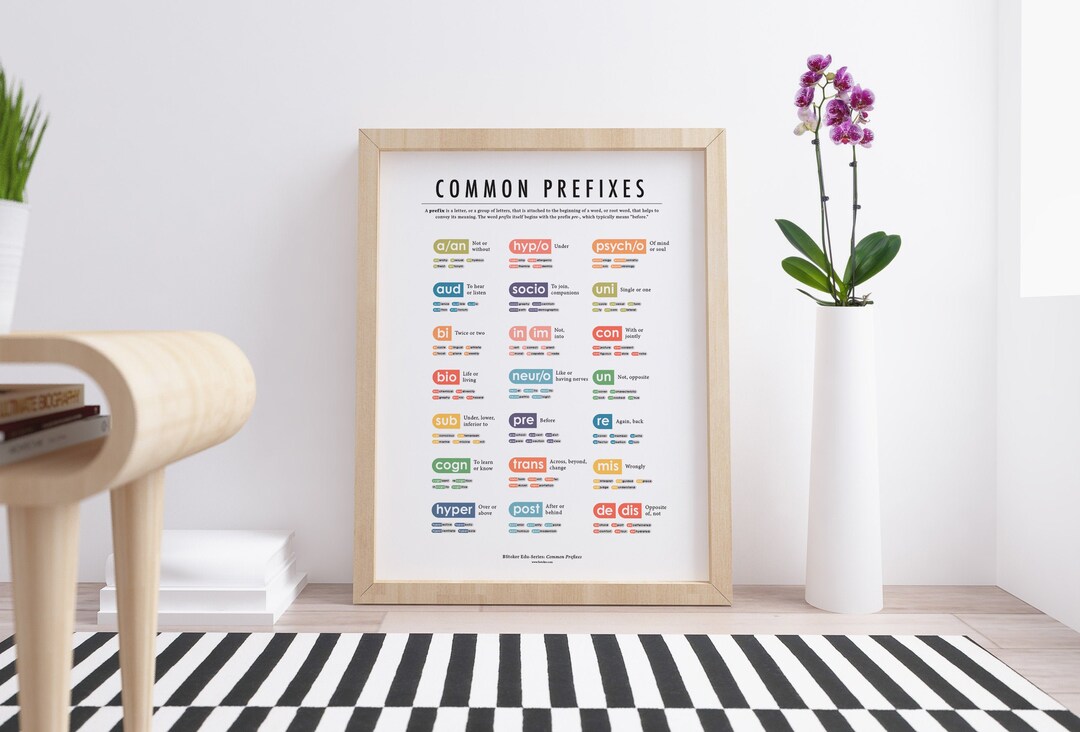 Common Prefixes English Poster - Educational List of Prefix Chart for ...